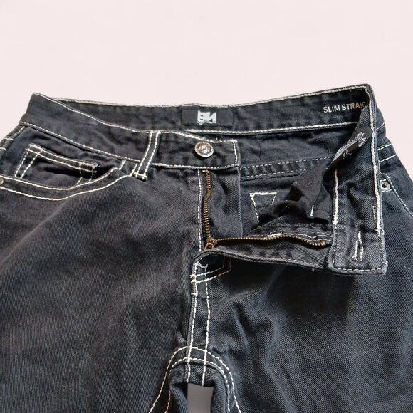 Bluenotes 30x32 Slimstraight Low Rise Jeans 100% Cotton Y2K Dark Wash - Picture 9 of 16